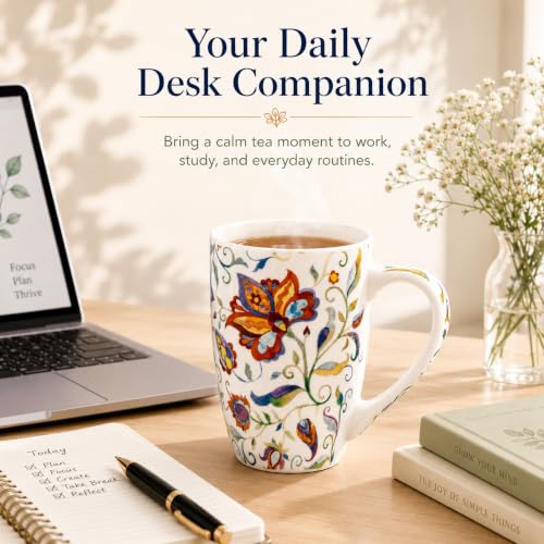GBhome Mandala Tea Mug with Infuser & Lid - 18 oz Loose Leaf Steeper