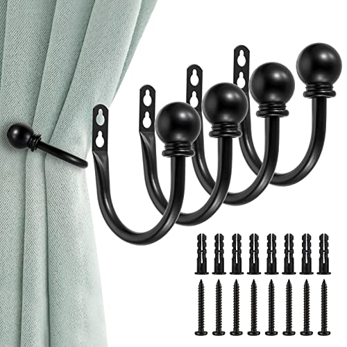 Set of 4 Decorative Aluminum Alloy Curtain Holdbacks - Wall Mounted Tiebacks