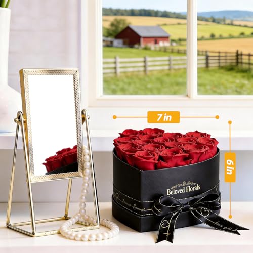16 Preserved Red Roses in a Box - Eternal Real Rose Gift for Women