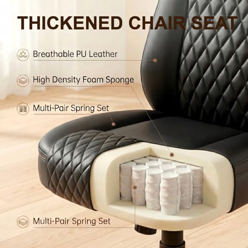Ergonomic PU Leather Office Chair with Flip-Up Arms, 300lbs Capacity