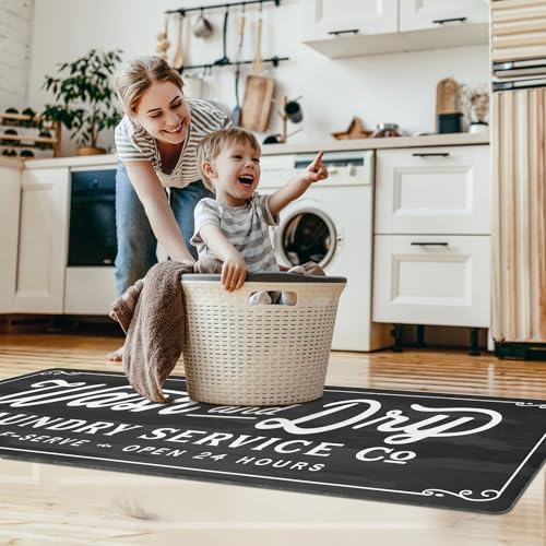 Non-Slip Laundry Room Runner Rug, 20x60 Inch Washable Farmhouse Floor Mat