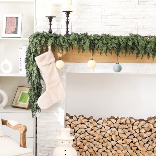 Jutom 12 ft Artificial Cedar Garland Christmas Holiday Decor