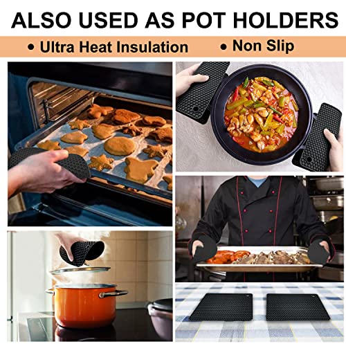 Silicone Trivet Mats - Heat Resistant Non-Slip Hot Pads & Pot Holders, 4 Pack
