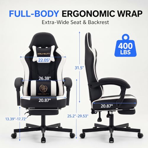 Ergonomic High Back Gaming Chair with Footrest & USB Massage Support