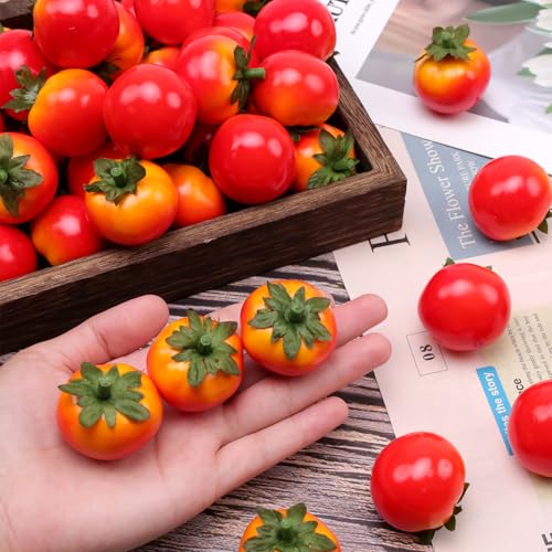 Mini Artificial Tomatoes - 40 Pcs Realistic Fake Fruit Decor