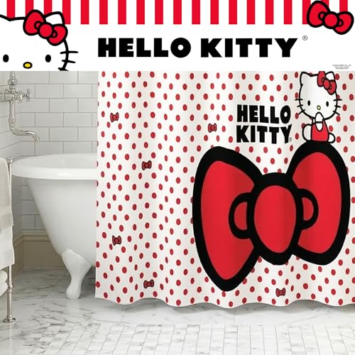 Hello Kitty 13-Piece Shower Curtain Set, 72 x 70 Inches, Official Licensed Kids Bathroom Decor