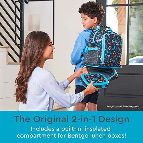 Bentgo Kids 2-in-1 Backpack & Insulated Lunch Bag - Durable 16¡± Backpack & Lunch Container in Unique Prints for School & Travel - Water Resistant, Padded & Large Compartments (Dinosaur)