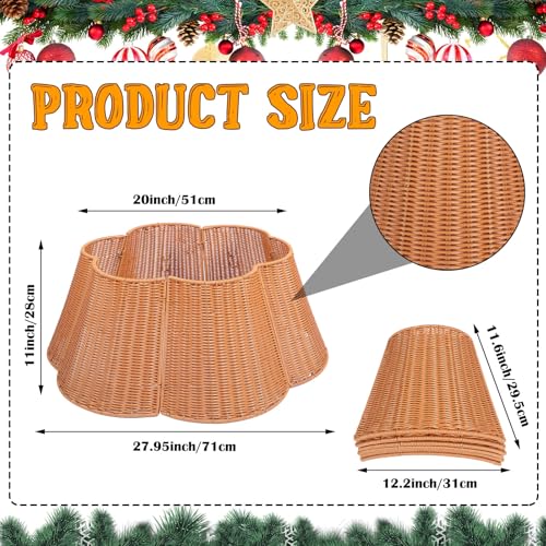 VioraWhite Woven Rattan Christmas Tree Collar - 27.95 Inch Scalloped Edge
