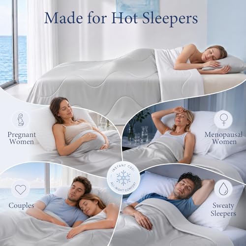 Double-Sided Cooling Comforter for Hot Sleepers - Queen 90x90, Arctic White