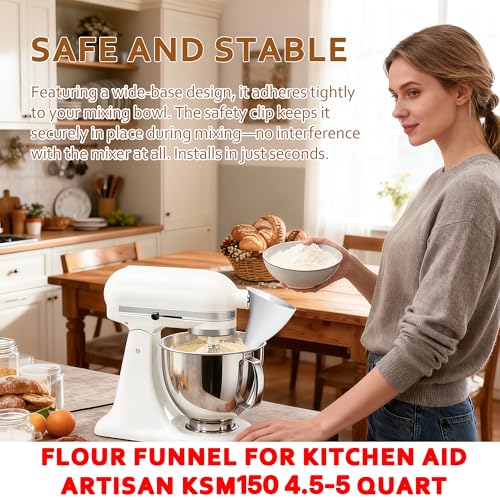 2 Pcs Flour Pouring Funnel for Tilt-Head Stand Mixer, Dishwasher Safe