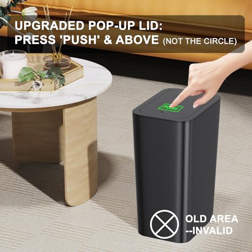 Small Trash Can with Lid 10L 3 Pack Slim Garbage Bin for Bathroom