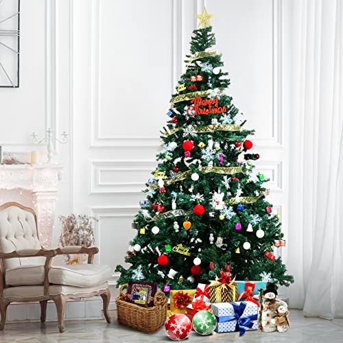 BDL 6FT Green Artificial Christmas Tree with 800 Tips, Hinged Design & Metal Stand