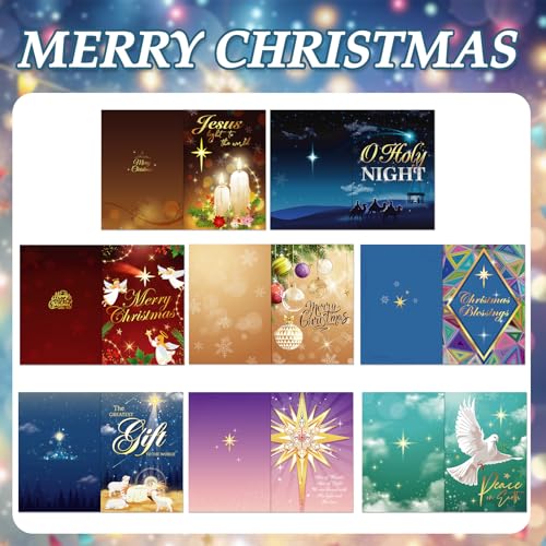16PCS Religious Nativity Christmas Cards with Envelopes & Stickers - Christian Holiday Greeting Set