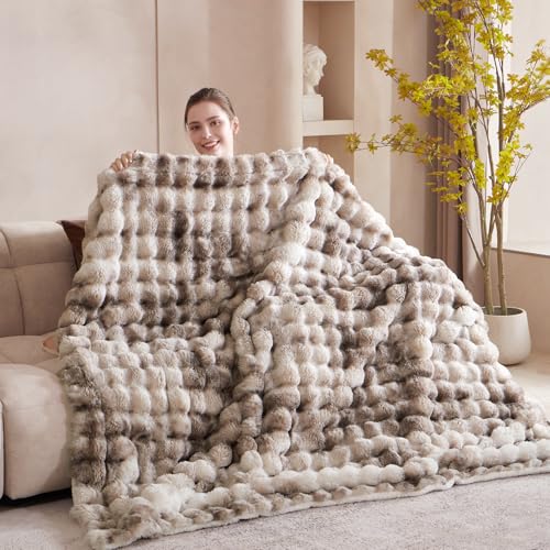 50x60 Ultra-Soft Faux Fur Throw Blanket, Reversible Sherpa Tie Dye Blanket