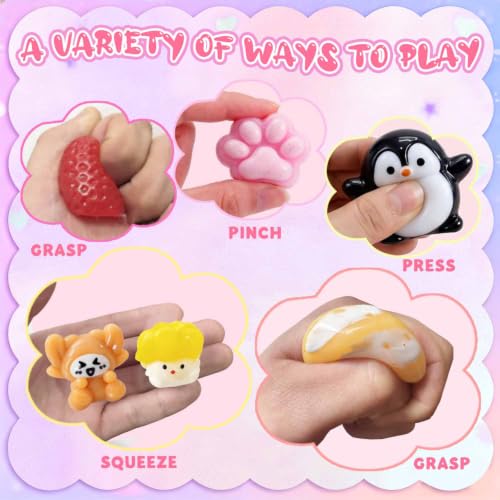 24-Piece Mini Squishy Toy Set - Cute Animal Fidget Stress Relief Pack