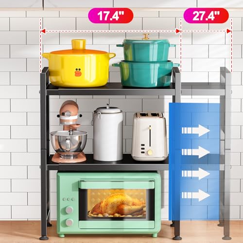 3-Tier Expandable Microwave Stand, Adjustable Heavy Duty Kitchen Counter Shelf