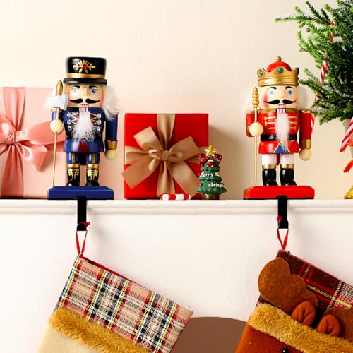Cinnvoice 2-Pack Nutcracker Stocking Hangers – Wooden Stocking Holder