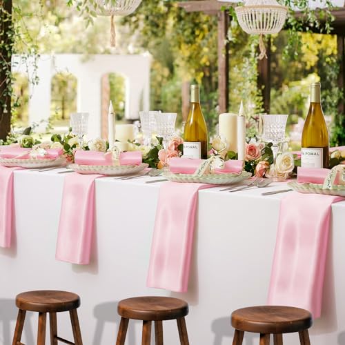 50-Pack Light Pink Satin Napkins 17x17 Inch - Washable Soft Table Linens