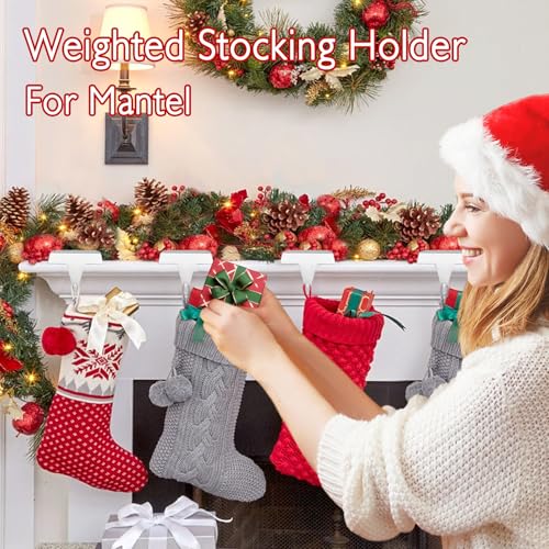 Weighted Metal Christmas Stocking Holders for Mantel - Non-Slip 4-Pack