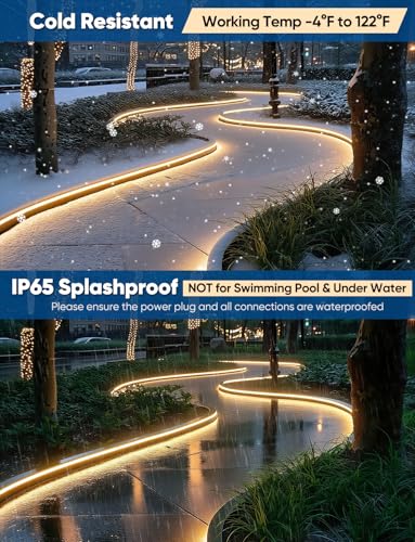 16ft LED Neon Rope Light, 2800K Warm White Dimmable Waterproof Strip