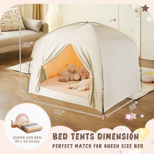 Queen Size Bed Tent - Breathable Blackout Privacy Canopy for Bed or Floor
