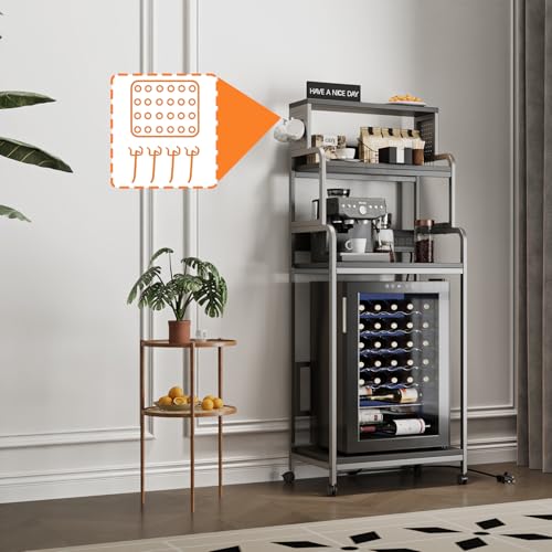 Mini Fridge Stand with Storage & Pegboard - Kitchen, Office, Dorm Organizer