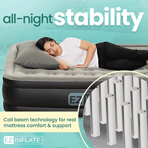 Twin Size Double-High Air Mattress with Built-in Pump - Waterproof & Portable Blow Up Bed for Camping & Travel