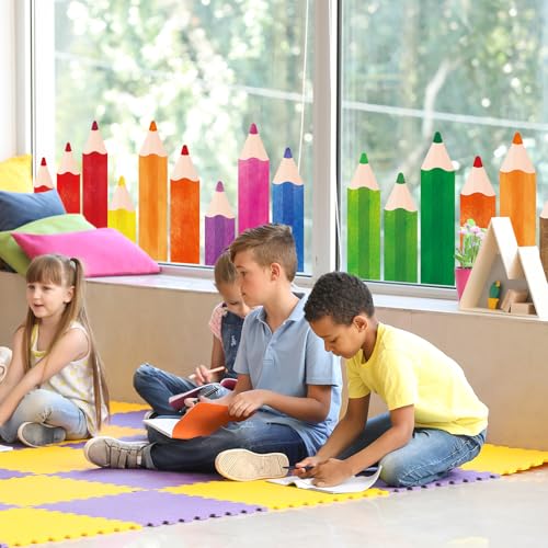 Pencil Window Clings - 9 Sheets Double-Sided Classroom Decor