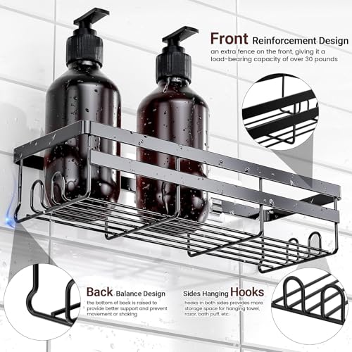 Adhesive Shower Caddy 2 Pack No Drill Stainless Steel Bathroom Shelves