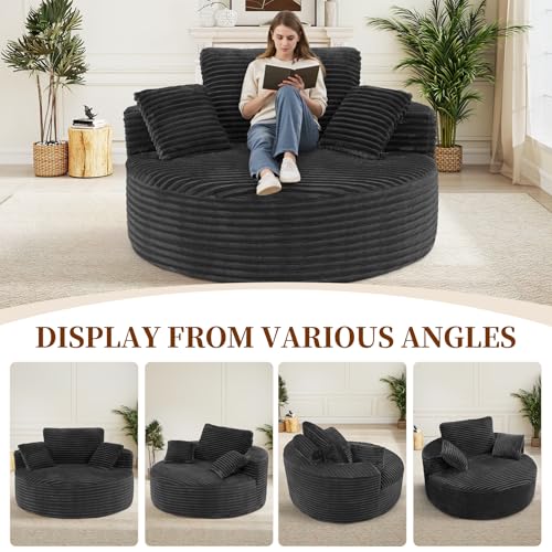 55-Inch Oversized Corduroy Foam Single Sofa Chair with Pillows