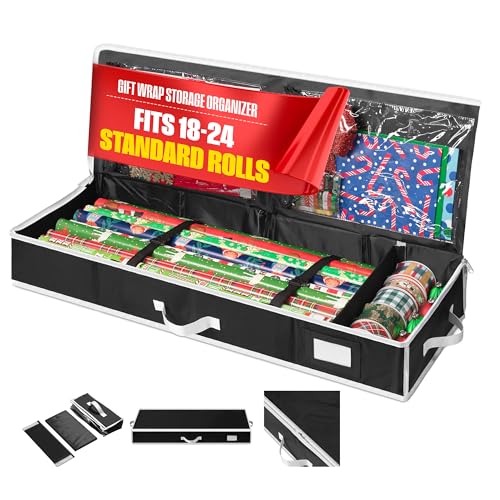 Gift Wrap Storage Organizer Under Bed Wrapping Paper Holder Black
