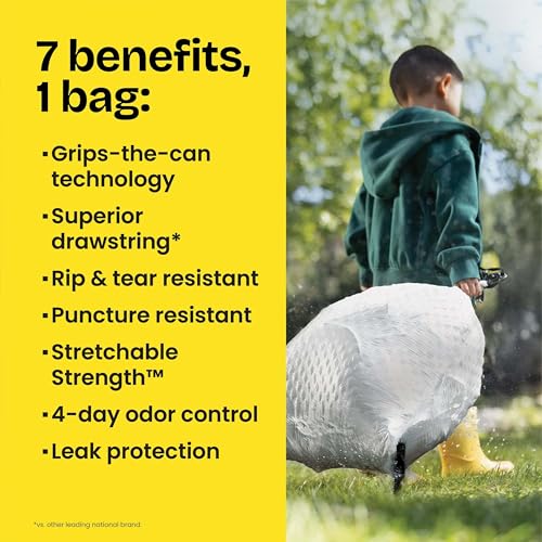 13 Gallon Tall Kitchen Drawstring Trash Bags, Pine-Sol Scent - 40 Count