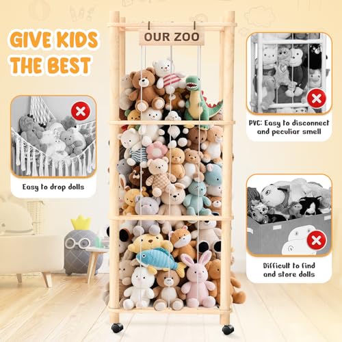 Extra Large Stuffed Animal Zoo Storage Organizer with Wheels - Plush Toy Cage