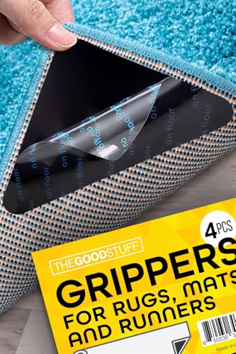 Anti-Slip Rug Corner Grippers for Hardwood and Carpet Floors (4 Pack)