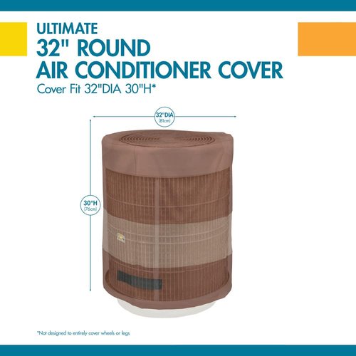 DUCKCOVERS Ultimate Waterproof 32 Inch Round Air Conditioner Cover, Air Conditioner Covers for Outside Units