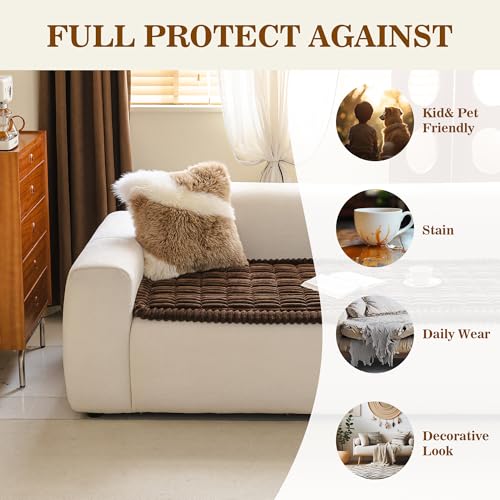 Washable Non-Slip Sofa Cover for 3 Cushion Sofa - Chocolate