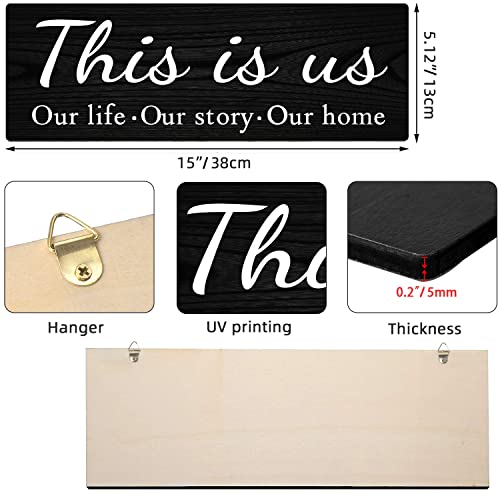 4-Piece Rustic Wooden Wall Decor Signs with Family Quotes for Home Living Room