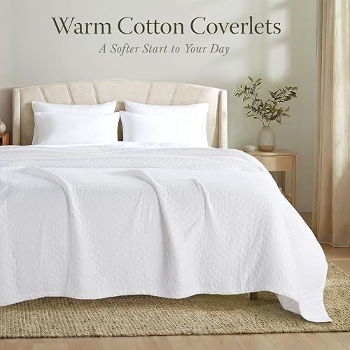 King Size Jacquard Cotton Coverlet Blanket - 106x92 in, Lightweight