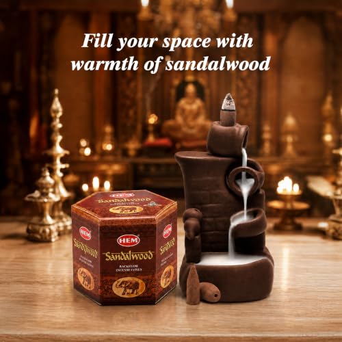 Sandalwood Backflow Incense Cones - 40 Pack for Aromatherapy and Relaxation