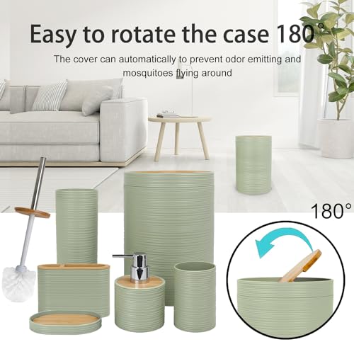 6-Piece Bathroom Accessory Set, Durable Plastic Bath Ensemble, Green
