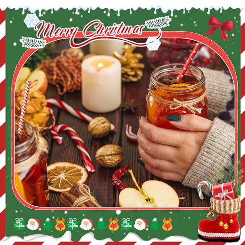 Christmas Paper Straws 1000 Pcs - Red & White Stripe, Dot, Wave Styles, Party Supplies