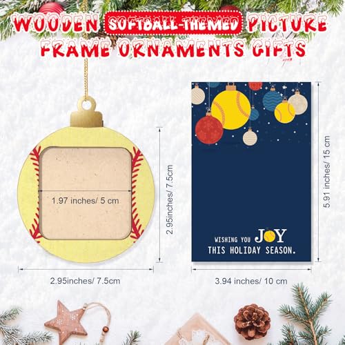 Vercraft Softball Christmas Ornament Set with Photo Frames & Greeting Cards