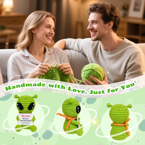 Handmade Crochet Alien Gift with Scarf - Funny Romantic Keepsake