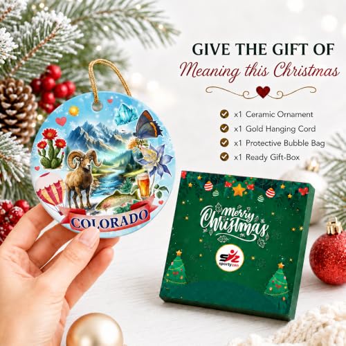 Sportyzen Colorado State Christmas Ornament 2026 - Ceramic Keepsake