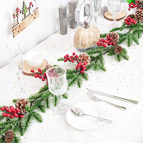 6FT Artificial Christmas Pine Garland with Red Berries & Pine Cones - Holiday Decor