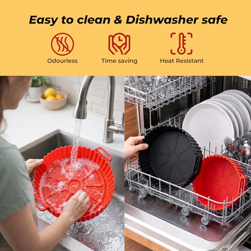 3pcs Reusable Silicone Air Fryer Liners - Heat Resistant Non-Stick Baskets