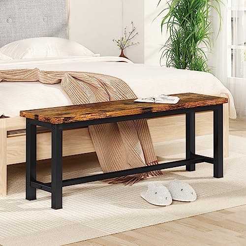 Industrial Dining Bench Set, Rustic Wood and Steel, 2-Piece, 38.5-Inch