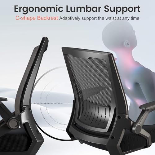 Ergonomic Office Chair with Flip-Up Armrests and Lumbar Support