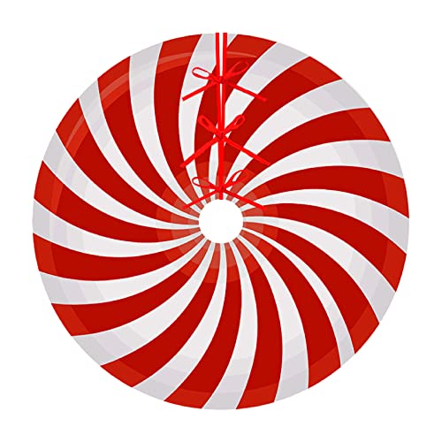 Clothmile Reversible Christmas Tree Skirt 48 Inch Candy-2 Red & White Rustic Holiday Decor