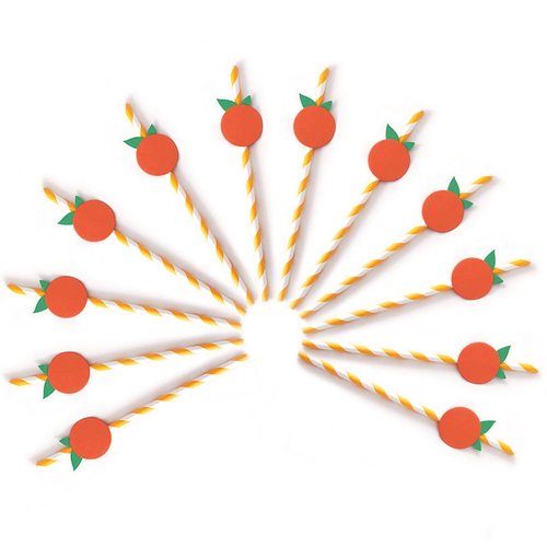 Orange Paper Straws - Biodegradable Disposable Drinking Striped PaperStraws 15 Pieces, Little Cutie Straws, Little Cutie Baby Shower Decorations, Little Orange Themed Birthday Decorations